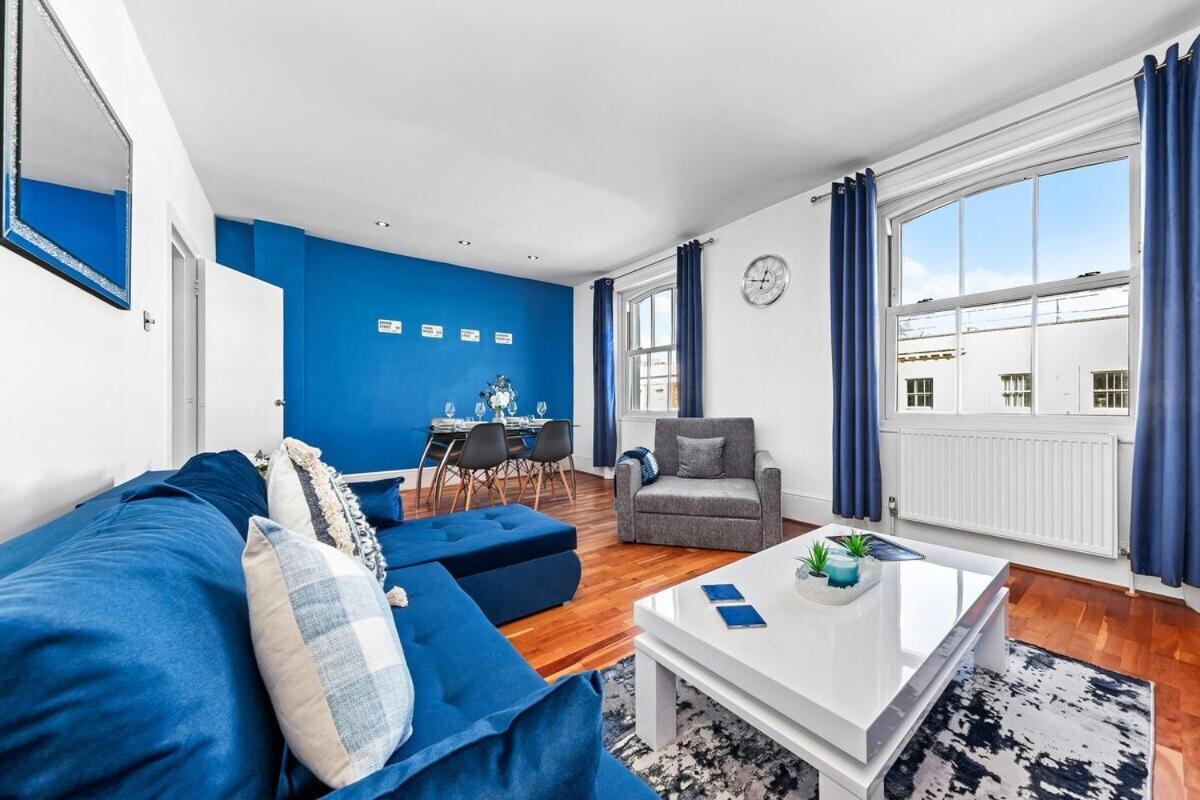Balcony Blue Theme 1 Bedroom Central London Luxury Flat Near Hyde Park! Accommodates Up To 6! Double Sofa Bed And Next To Station! المظهر الخارجي الصورة